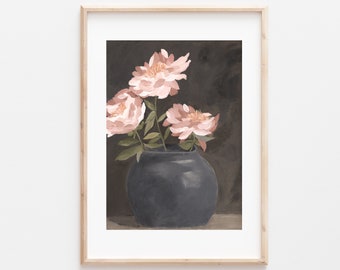 Floral Print, Floral Painting, Floral Artwork, Floral Print, Flower Art, Flowers in Vase Painting, Muted Artwork, Muted Painting, Painting