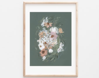 Floral Print, Floral Painting, Floral Artwork, Abstract Floral, Floral Art Print, Nursery Art, Artwork, Vintage Modern Art, Bouquet Painting