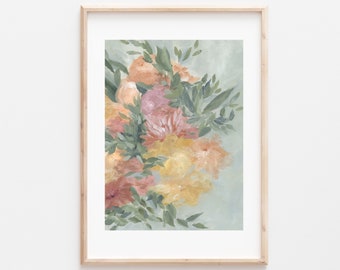 Floral Print, Floral Painting, Floral Artwork, Abstract Floral, Floral Art Print, Art Print, Artwork, Vintage Modern Art, Acrylic Painting