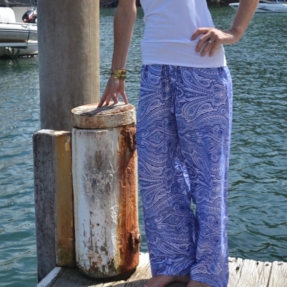 Women's Blue Paisley Patterned Cotton 
