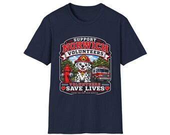 Support Norwich Volunteers T-Shirt | Firefighter Dalmatian Save Lives