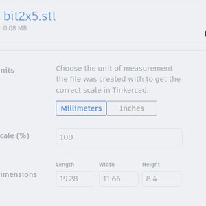 May include: A screenshot of a web page showing a 3D model of an object. The object is 19.28 inches long, 11.66 inches wide, and 8.4 inches high. The user can choose the units of measurement for the model, and the scale of the model can be adjusted.