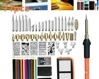 53Pieces Wood Burning Tip,Wood Pyrography Tool Wood Burning Tips Set Stencils Nozzle Kit for Hobby Craft