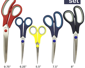 The Best 5 Piece Stainless Steel Comfort Grip Scissor Set Sewing Dress Hobby Free Shipping USA!