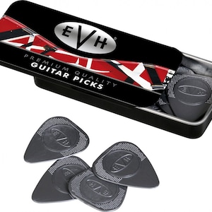 12 Picks The Best!  EVH Eddie Van Halen .60mm Dozen Nylon Guitar Picks w/ Collector Tin FREE Shipping! USA