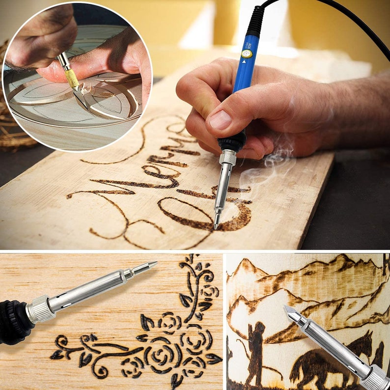 The Best 60W Wood Burning Kit 94pcs Soldering Pyrography Pen Etsy