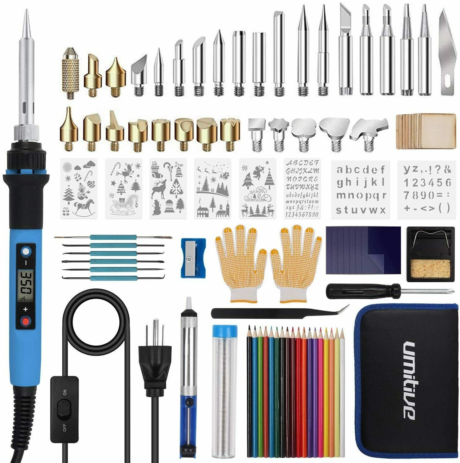 Premium Wood Burning Kit 42PCS | 36Tips, Adjustable Temperature Pen With  Safety Stand, Metal Stencil&Pliers.Free Deluxe Case & How To. Complete Gift