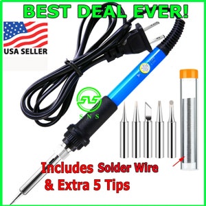 Premium Best! Soldering Iron Electric Gun Adjustable Temperature 60W Welding Solder Wire Kit FREE Shipping