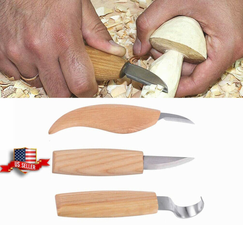 1pcs/2pcs New Stainless Steel Woodcarving Cutter Woodwork Sculptural DIY  Wood Handle Spoon Carving Knife Woodcut Tools Kit
