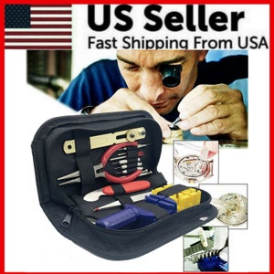 16 Piece pcs Premium Watch Repair Band Link Remover Tool Kit - Hammer Punch Pins Watch Strap Holder FREE Shipping USA!