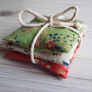 Lavender Bags (set of 3) Sachets Pouches in floral  cottons for hanging in the closet or placing in clothes drawer- deter insects, gift idea