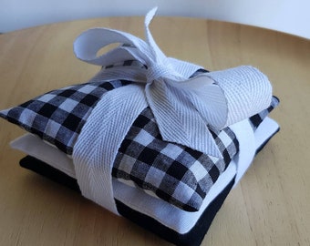 Lavender Bags (set of 3) Sachets Pouches in black & white cotton for hanging with clothes or placing with clothes deter insects, gift idea.