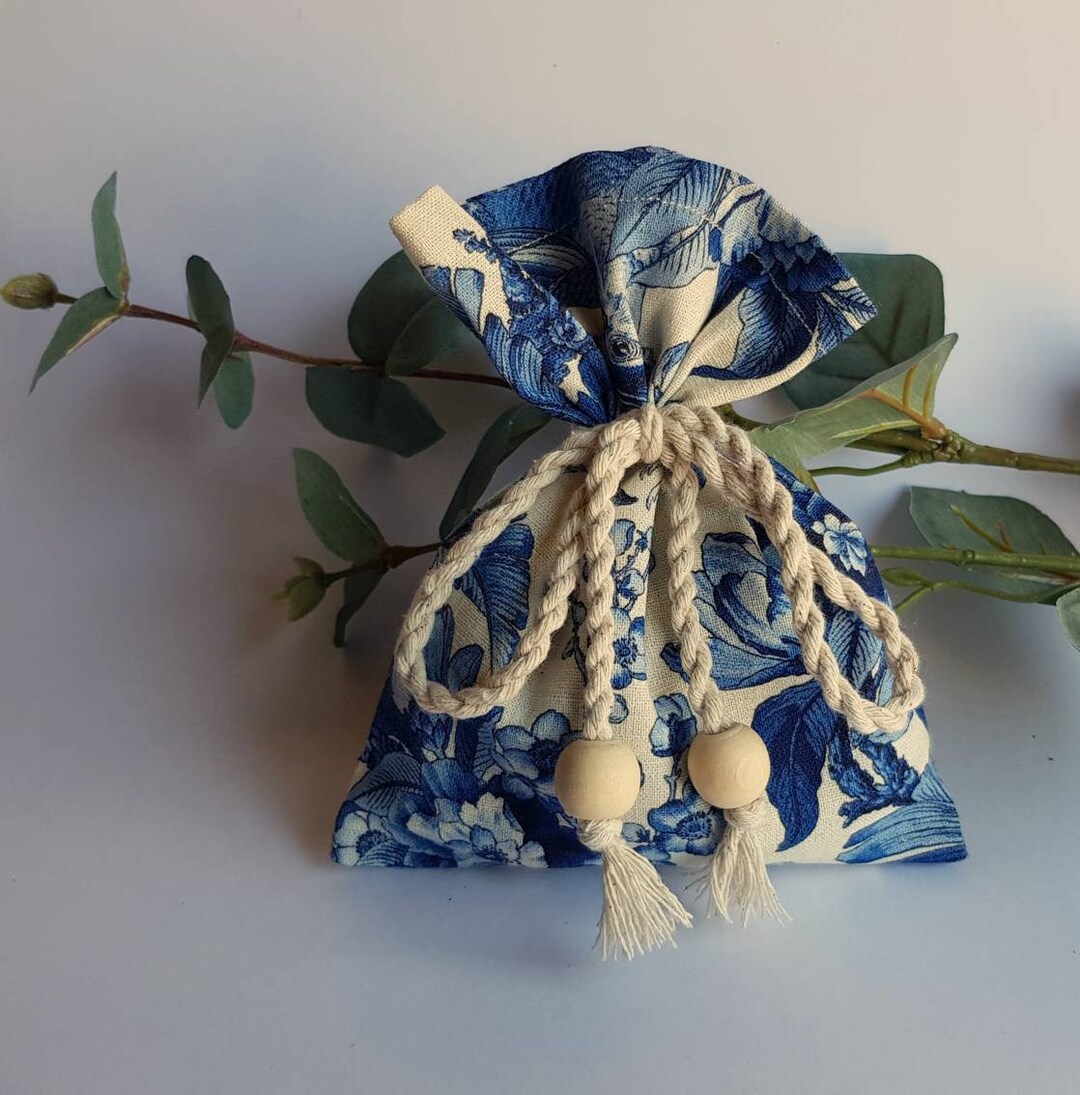 Lavender Bags Sachets in Blue Linen, Cotton Hamptons Style for Hanging