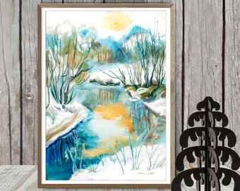 Winter Landschaft - Signierter Kunstdruck