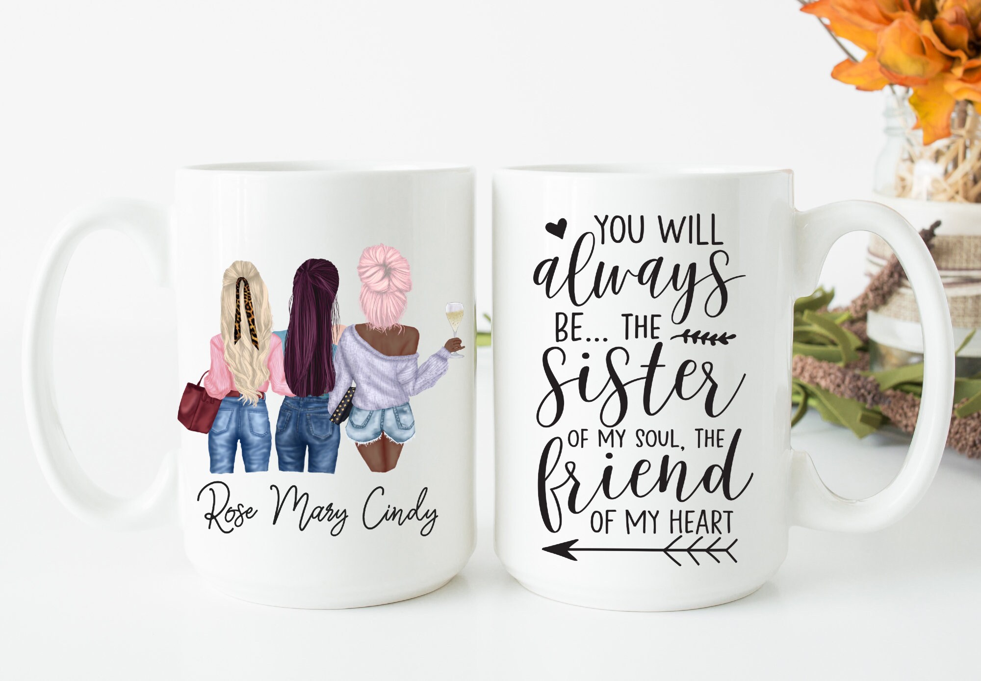 Best Friend Personalized Mug Gift Set BFF Mug Friends Mug 3 Etsy