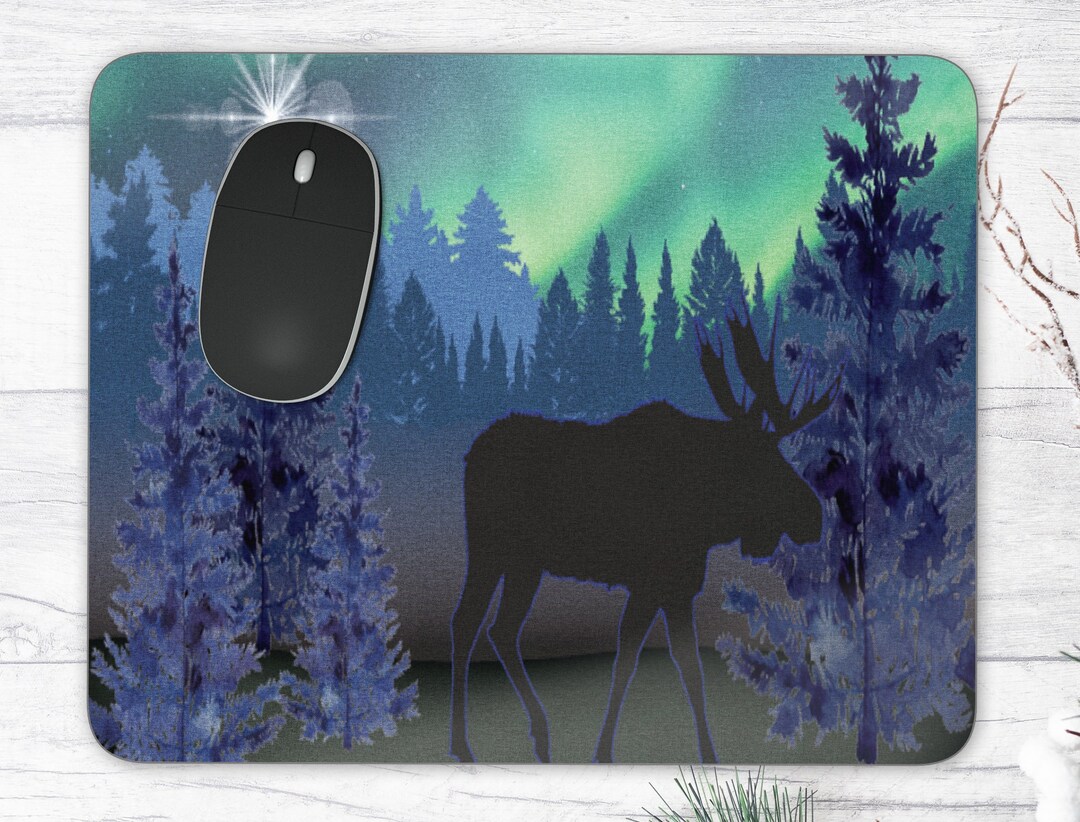 Northern Lights Moose Mouse Pad / Aurora Borealis Mousepad / Etsy