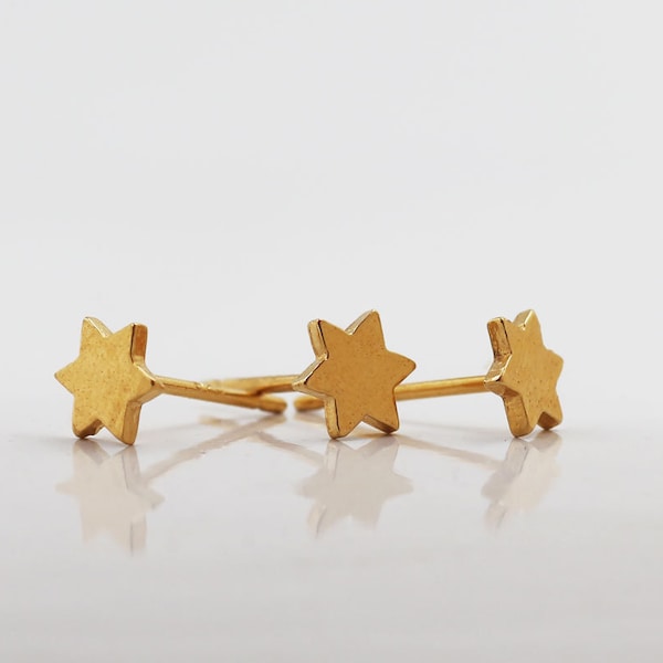 14k Gold Stud Earrings, Stud Set Earrings, Solid Gold Studs, Tiny Stud Earrings, Star Earrings, Star of David Earrings, Magen David Earrings