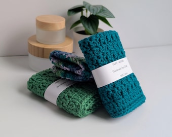 Panno per il viso fatto a mano all'uncinetto / 100% cotone / Ecologico / Sostenibile / Cura della pelle / Cura di sé / Zero rifiuti / Accessori di bellezza / 1 panno