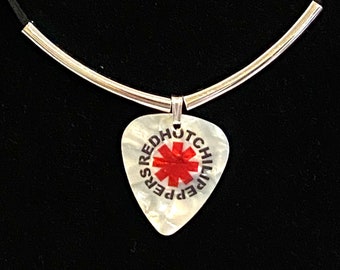 Signed Red Hot Chili Peppers Guitar Pick Necklace - Flea Autograph