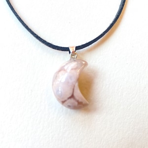 Crescent moon gemstone pendant-moon gemstone pendant-moon crystal pendant-half moon gemstone pendant-celestial pendant-jasper pendant