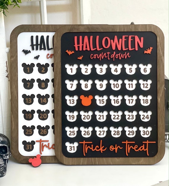 Disney Halloween Countdown Sign / Mickey Pumpkin Countdown / Etsy