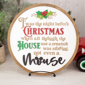 Night Before Christmas Disney Mouse Sign  / Mickey Mouse Christmas Sign / Disney 3D Wood Sign / Disney Christmas Sign / Disney Wood Round