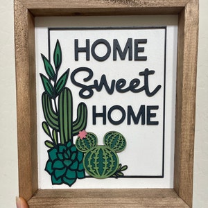 Home Sweet Home Disney Cactus Sign / Disney Home Sign / Disney Cactus Wood Sign /