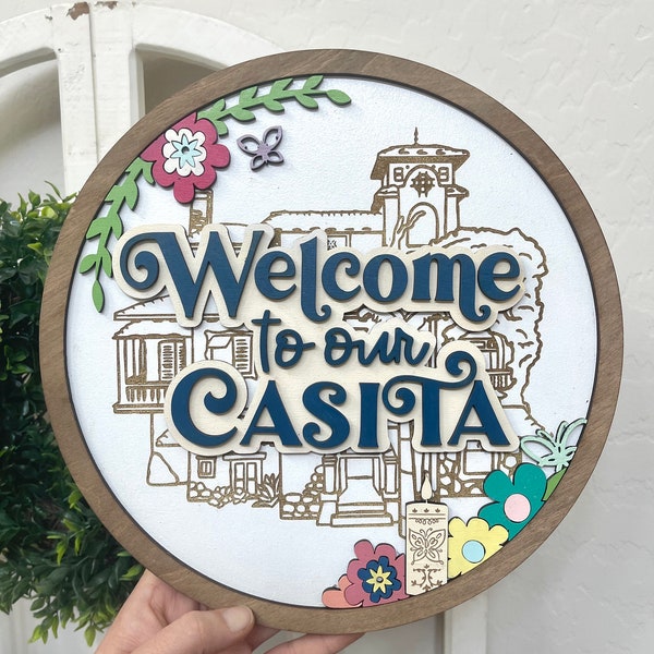 Encanto Disney Sign  / Welcome to our Casita Disney Sign / Disney 3D Wood Sign / Disney Framed Sign / Disney Wood Round