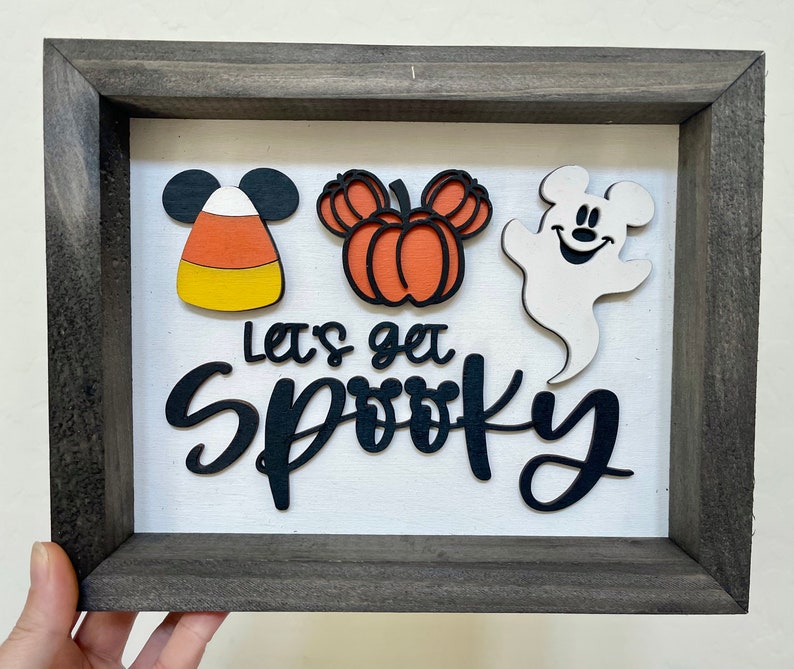 Let’s Get Spooky Disney Halloween Sign / Mickey Pumpkin Sign / Mickey ...