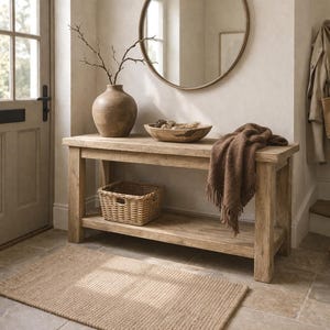 Reclaimed Wood Console Table, Modern Country Hallway Bench, Solid Wood Furniture