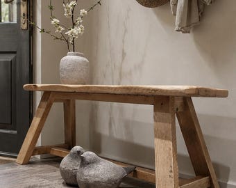 Reclaimed Wood Bench | Rustic Entryway Bench | Farmhouse Hallway Bench | Solid Wood Shoe Bench