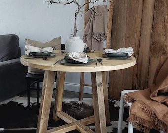 Rustic Solid Wood Round Dining Table / Farmhouse /  Kitchen and Dining Room