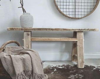 Rustic Wooden Bench: Reclaimed Wood Furniture for Dining Room, Hallway, Entryway & More