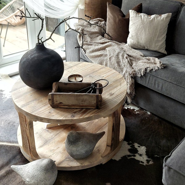 Round Coffee Table - Rustic Wood Coffee Table - Farmhouse Coffee Table - Sofa Table - Low Coffee Table - Unique Coffee Table - 'SUN'