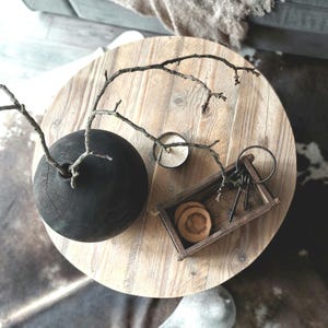 Rustic Reclaimed Wood Round Coffee Table with Shelf image 8