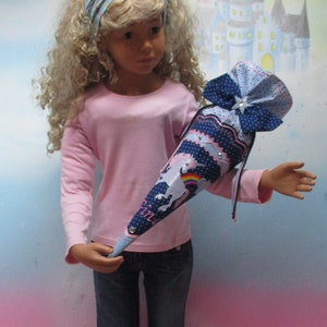 Sac de maternelle 21-08 frères et sœurs en tissu petit cartable + oreiller licorne arc-en-ciel bleu rose filles école UNIKAT conception de robe de fée