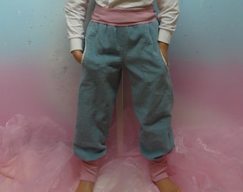 1 pieza pantalones de cera de cordón albaricoque rosa turquesa jogger bomba tamaño 50-140 Blomers Pantalones Baggy Sarouel Slim Fit Diseño único de vestido de hadas hecho a mano