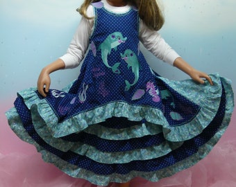 1-piece UNI dress size 86-140 spray look blue with small butterflies ruffle dress school enrollment unique handmade fairy dress design