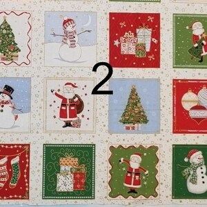 Svartvitt tyg 38 cm Makower Jolly St Nick rutor 127 bilder Snögubbeträd Jultomten Röd Grön Panel Jul 100 % Bomull Feklänning Design