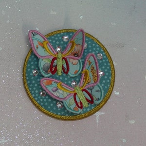 Patch Klettie 9 cm Papillon Souhait pour Aimant Cartable Application Turquoise Or Cône Scolaire Inscription Scolaire Fait Main Robe de Fée Design