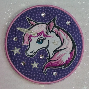 Patch Klettie 12 cm Licorne Wish pour aimant Cartable Application Cône d'école Inscription scolaire Fait main Unique Robe de fée Design