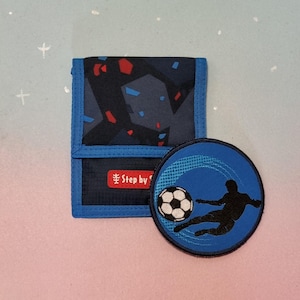 Patch Klettie 10 cm Football Écolier Souhait pour Aimant Bleu Noir Cartable Application Cône Scolaire Inscription Scolaire Robe de Fée Design