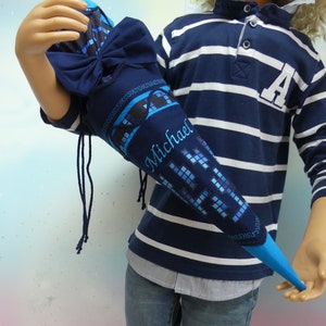 Sac de maternelle 22-147 frères et sœurs en tissu petit cartable + oreiller bleu turquoise garçons filles inscription scolaire UNIKAT conception de robe de fée faite à la main