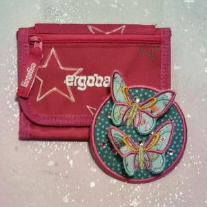 Patch Klettie 9 cm Papillon Souhait pour Aimant Cartable Application Turquoise Cône Scolaire Inscription Scolaire Fait Main Unique Robe de Fée Design