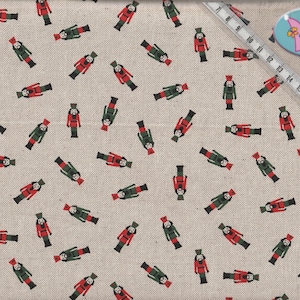 Fabric 50 cm Christmas Nutcracker Little Holly natural red green 80% cotton D2161-70 linen look ÖKO-TEX certificate fairy dress design