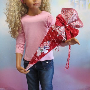 Sac de maternelle 21-84 frères et sœurs en tissu petit sac d'école + oreiller poney rouge fraise filles inscription scolaire UNIKAT conception de robe de fée faite à la main