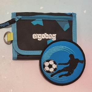 Patch Klettie 10 cm Football Écolier Souhait pour Aimant Bleu Noir Cartable Application Cône Scolaire Inscription Scolaire Robe de Fée Design