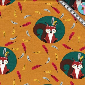 Cotton Sweat French Terry Fabric 50 cm Hilco 95% BW Eich Croissant Indian Green Curry Red Squirrel A4477-21 Oeko-Tex Standard Fairy DressDesign