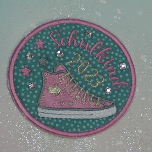 Klettie Patch 10 cm Écolier 2024 Chaussure de gymnastique Souhait pour aimant Cartable Application Cône d'école Inscription scolaire Conception de robe de fée faite à la main
