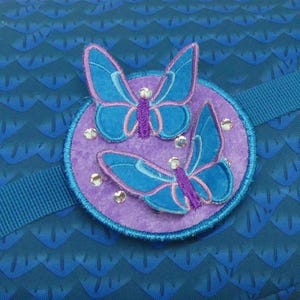Patch Klettie 9 cm Papillon Souhait pour Aimant Cartable Application Turquoise Cône Scolaire Inscription Scolaire Fait Main Unique Robe de Fée Design